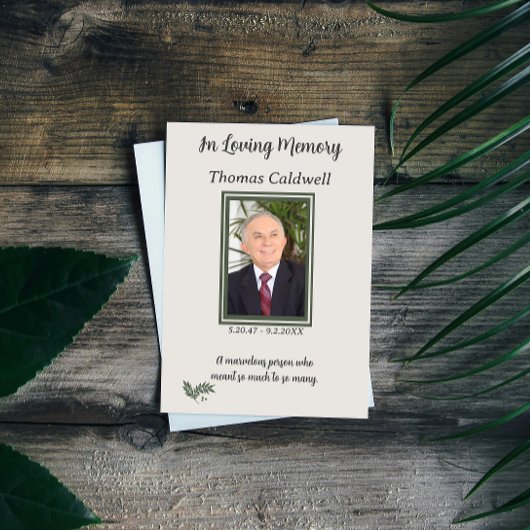 Élégant Simple En Logique Carte De Prière Mémoire