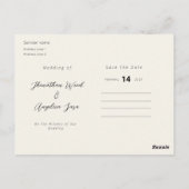 Élégant simple enregistrer la date Invitation Cart (Dos)