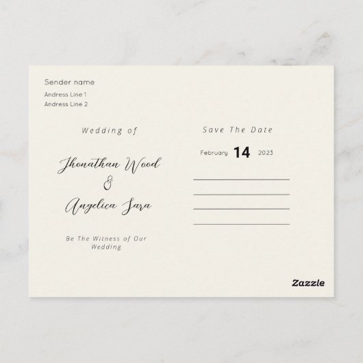 Élégant simple enregistrer la date Invitation Cart (Dos)