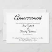 Élégant, simple et reporté Faire-part Mariage (Devant)