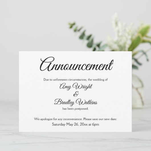 Élégant, simple et reporté Faire-part Mariage (Debout devant)