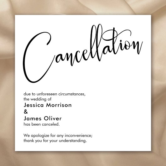 Élégant, simple Faire-part d'annulation Mariage