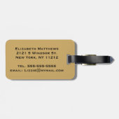 Elegant & Simple Faux Gold en Blue Monogram Bagagelabel (Achterkant horizontaal)