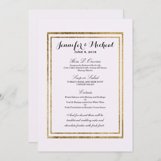 Elegant Simple Faux Gold-overzicht en wit Menu (Voorkant / Achterkant)