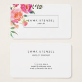 Elégant simple Fleurs d'aquarelle Cartes de visite (Devant & derrière)