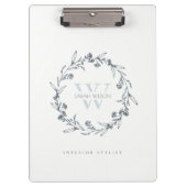 Elegant Simple Floral Laurel Wreate Monogram Klembord (Voorkant)