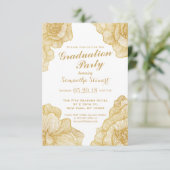 Élégant Simple Gold Floral Invitation de la fête d (Debout devant)