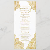 Élégant Simple Gold Floral programmes de mariage (Devant)