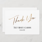 Elegant Simple Gold Handwriting Typografie Bedankkaart (Voorkant / Achterkant)