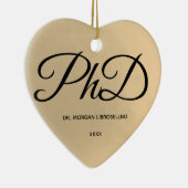 Elegant Simple Gold PhD Name Afstuderen Keramisch Ornament (Rechts)