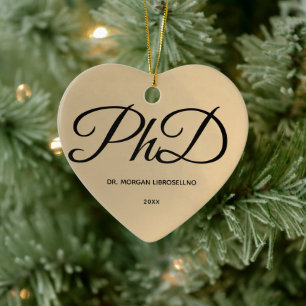 Elegant Simple Gold PhD Name Afstuderen Keramisch Ornament