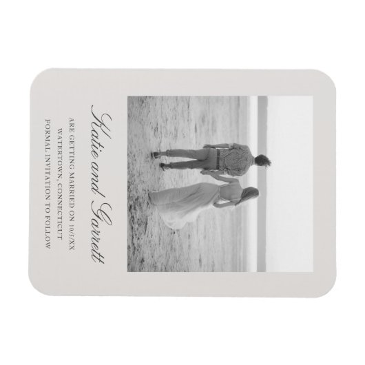 Elegant Simple Grey Photo Save the Date Magneet (Horizontaal)