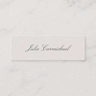 Elegant Simple Grey Script Name Mini Visitekaartje