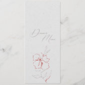 Elégant simple gris & fleurs rouges Menu du dîner (Dos)