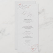 Elégant simple gris & fleurs rouges Menu du dîner (Devant / Derrière)