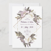 Elegant & Simple Lila flower Wedding Invite Kaart (Voorkant)