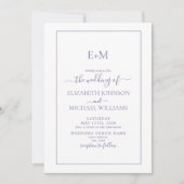 Elegant Simple Lila Formal Monogram Weddenschap Kaart (Voorkant)