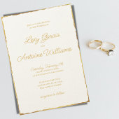 Elegant Simple Luxe Gold Edge Wedding Uitnodiging