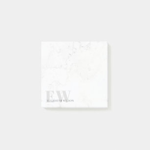 Elegant Simple Marble Stone Grey Name Monogram Post-it® Notes