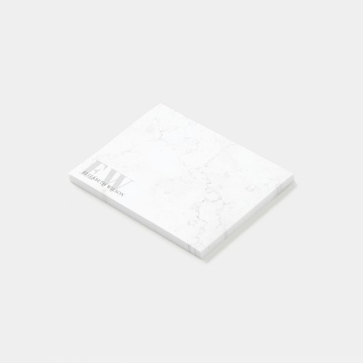 Elegant Simple Marble Stone Grey Name Monogram Post-it® Notes (Schuin)