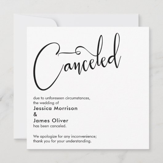 Élégant, simple Mariage Annulé Faire-part (Devant)