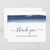 Elégant simple Marine bleu budget Carte de remerci (Devant / Derrière)