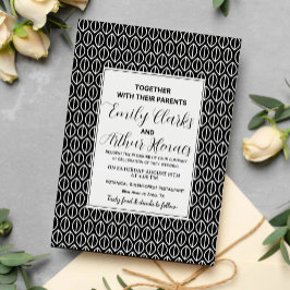 Elegant Simple Minimal Black & White Art Deco Wedd Kaart