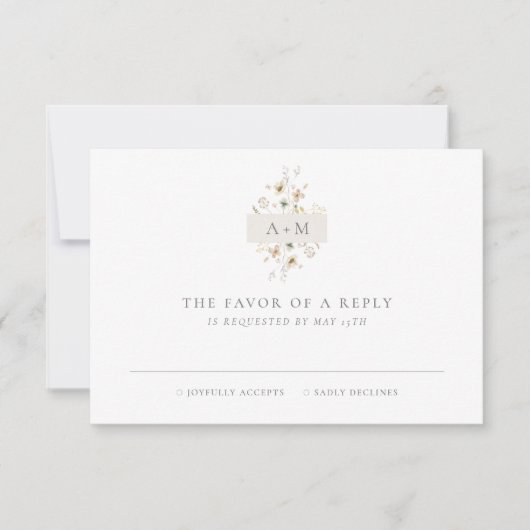Elegant Simple Minimal Monogram Wedding RSVP Kaart (Voorkant)