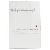 Elegant Simple Minimal Red Heart Script Weddenscha Medium Cadeauzakje (Voorkant)