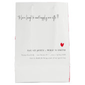 Elegant Simple Minimal Red Heart Script Weddenscha Medium Cadeauzakje (Achterkant)