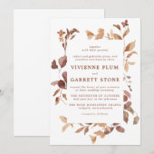 Elegant Simple Minimalist Fall Leaves Wedding Kaart (Voorkant / Achterkant)