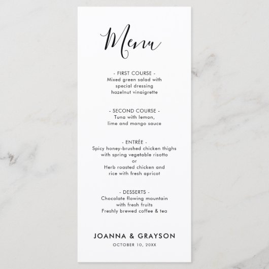 Elegant Simple Minimalist Modern Wedding Menu (Voorkant)