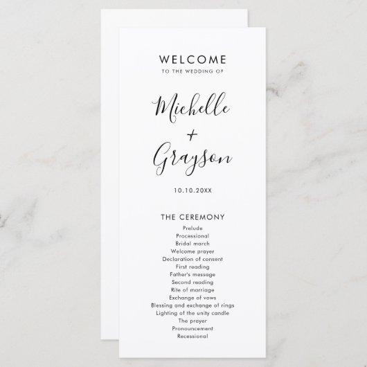 Elegant Simple Minimalist Modern Wedding Programma (Voorkant / Achterkant)