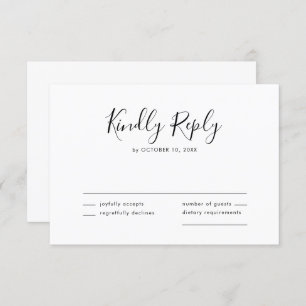 Elegant Simple Minimalist Modern Wedding RSVP Kaartje