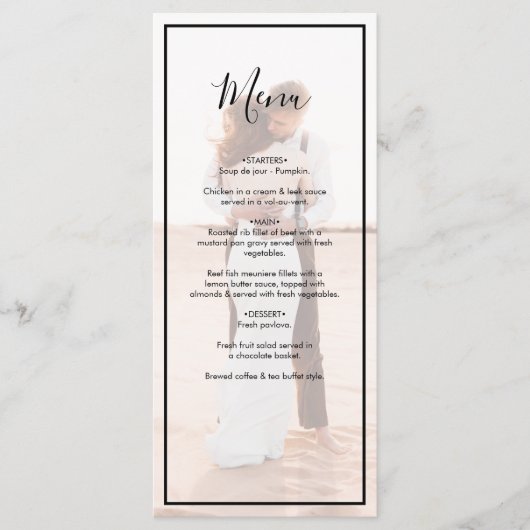 Elegant Simple Minimalist Photo Wedding Menu (Voorkant)