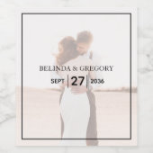 Elegant Simple Minimalist Photo Wedding Wijn Etiket (Enkel label)