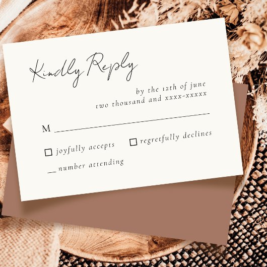 Élégant Simple Mocha Mousse Mariage RSVP Réponse