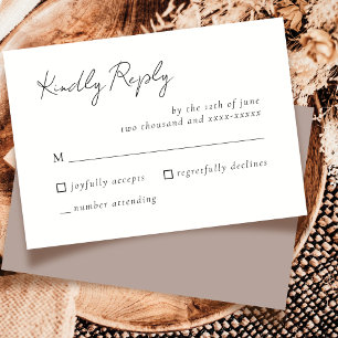 Élégant Simple Mocha Mousse Mariage RSVP Réponse
