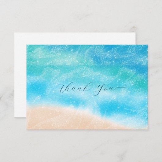 Elegant Simple Modern Beach Weddenschap Bedankt (Voorkant / Achterkant)