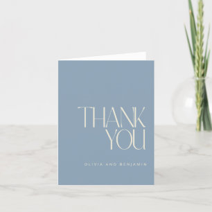 Elegant Simple Modern Custom Wedding Dusty Blue Bedankkaart
