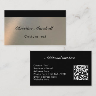 Elegant Simple Modern Faux Brushed Metal QR Code Visitekaartje