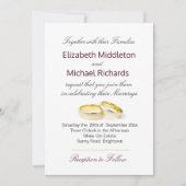 Elegant Simple Modern Gold Rings Wedding Kaart (Voorkant)