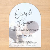 Elegant Simple Modern Minimalist Photo Wedding Acryl Uitnodigingen (Voorkant)