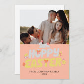 Elegant Simple Modern Pattern Happy Easter Photo Feestdagenkaart (Voorkant / Achterkant)