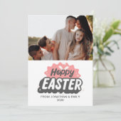 Elegant Simple Modern Pattern Happy Easter Photo Feestdagenkaart (Staand voorkant)