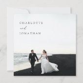 Elegant Simple Modern Photo Square Wedding Kaart (Achterkant)