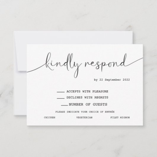 Elegant Simple Modern-scriptreactiekaart RSVP (Voorkant)