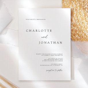 Elegant Simple Modern White Wedding Kaart