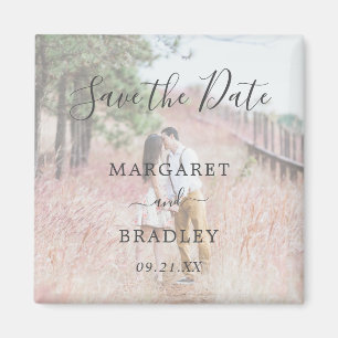 Elegant Simple Moderne Photo Wedding Save the Date Magneet