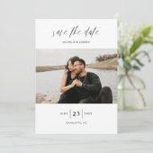 Elegant Simple Moderne Script Photo Wedding Save T The Date (Staand voorkant)
